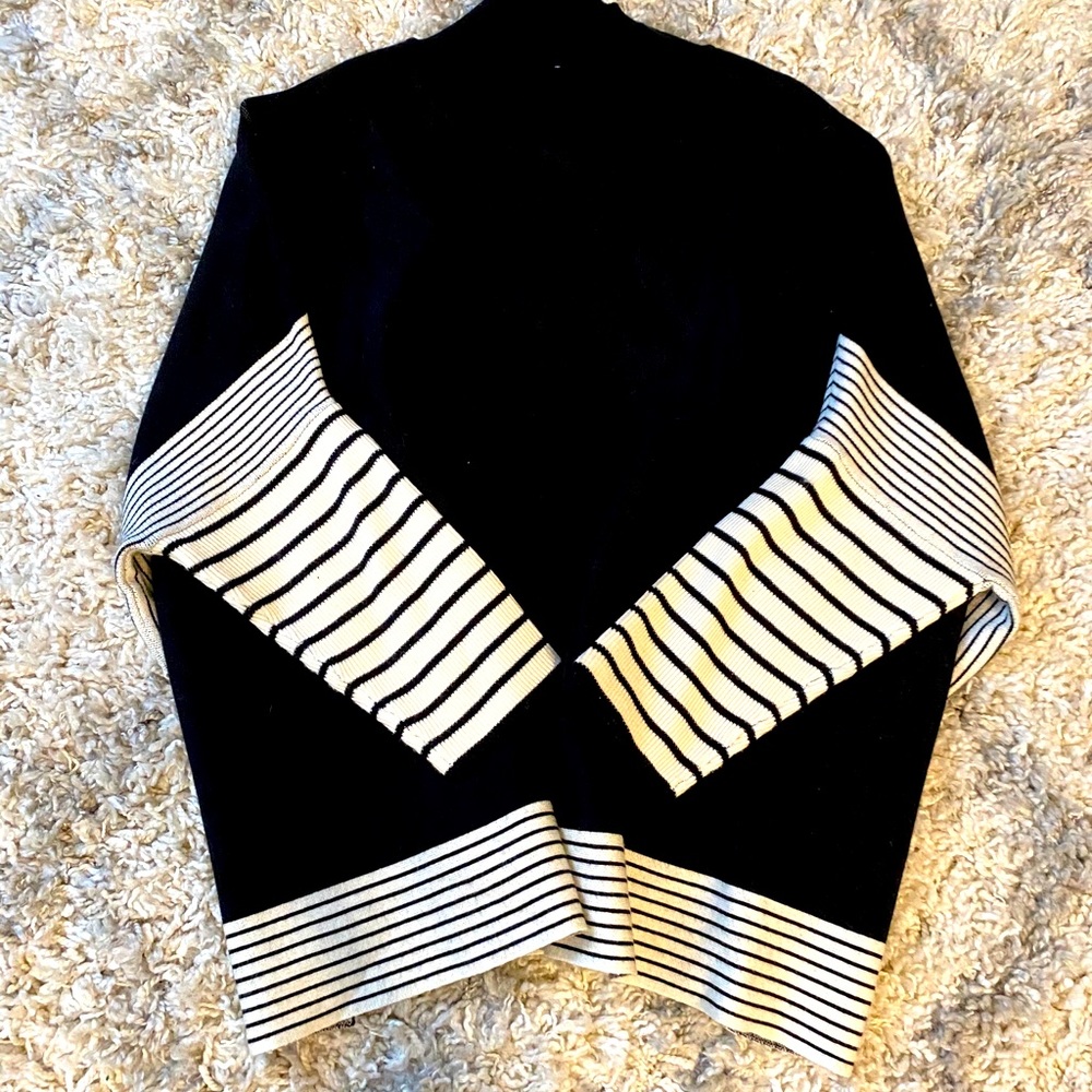 Mock neck black sweater pink lily